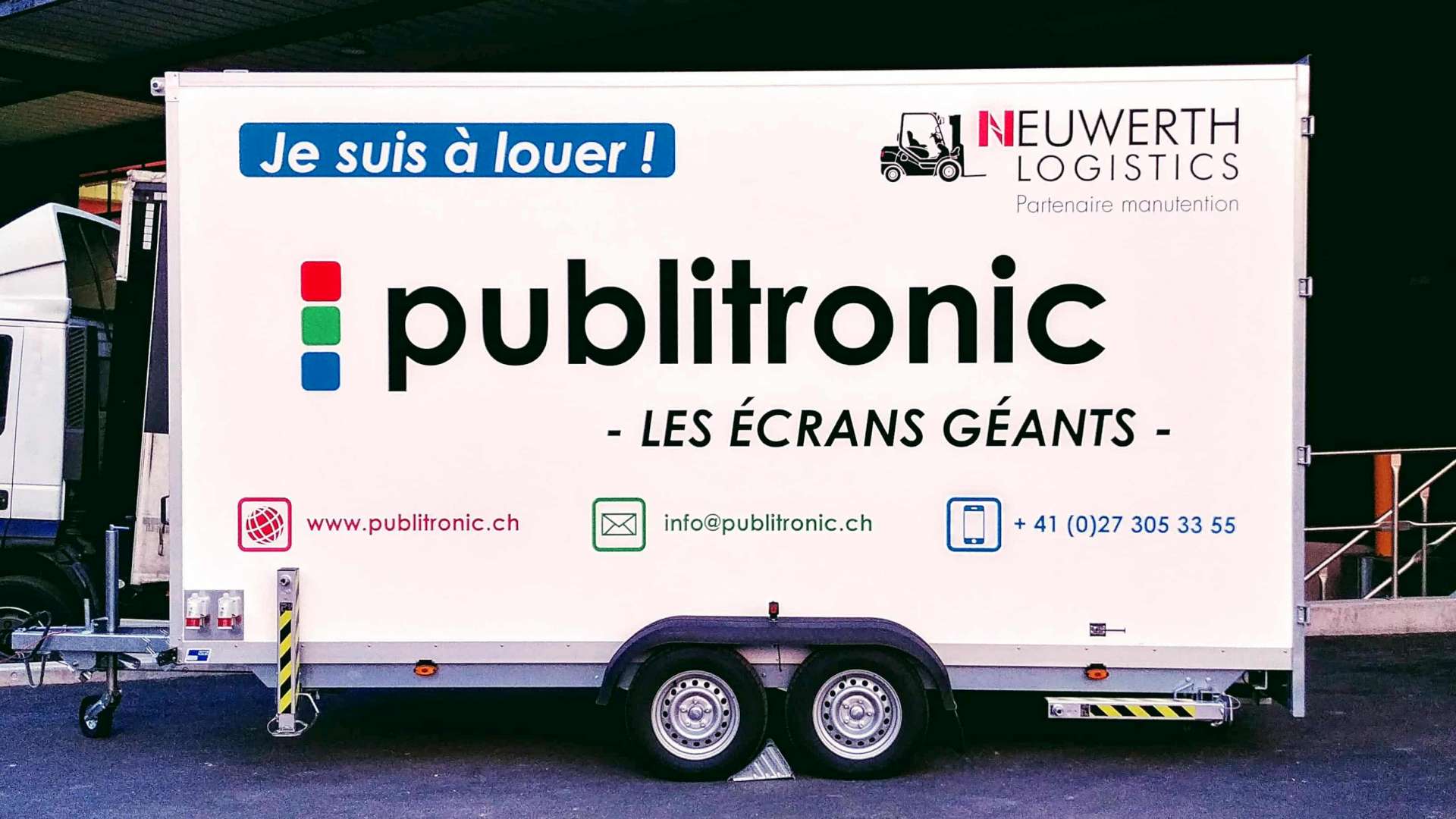 Remorques A Ecrans Led 05 Remorque Publitronic Vue Laterale Carrosserie Sensi Remorque avec écran publicitaire