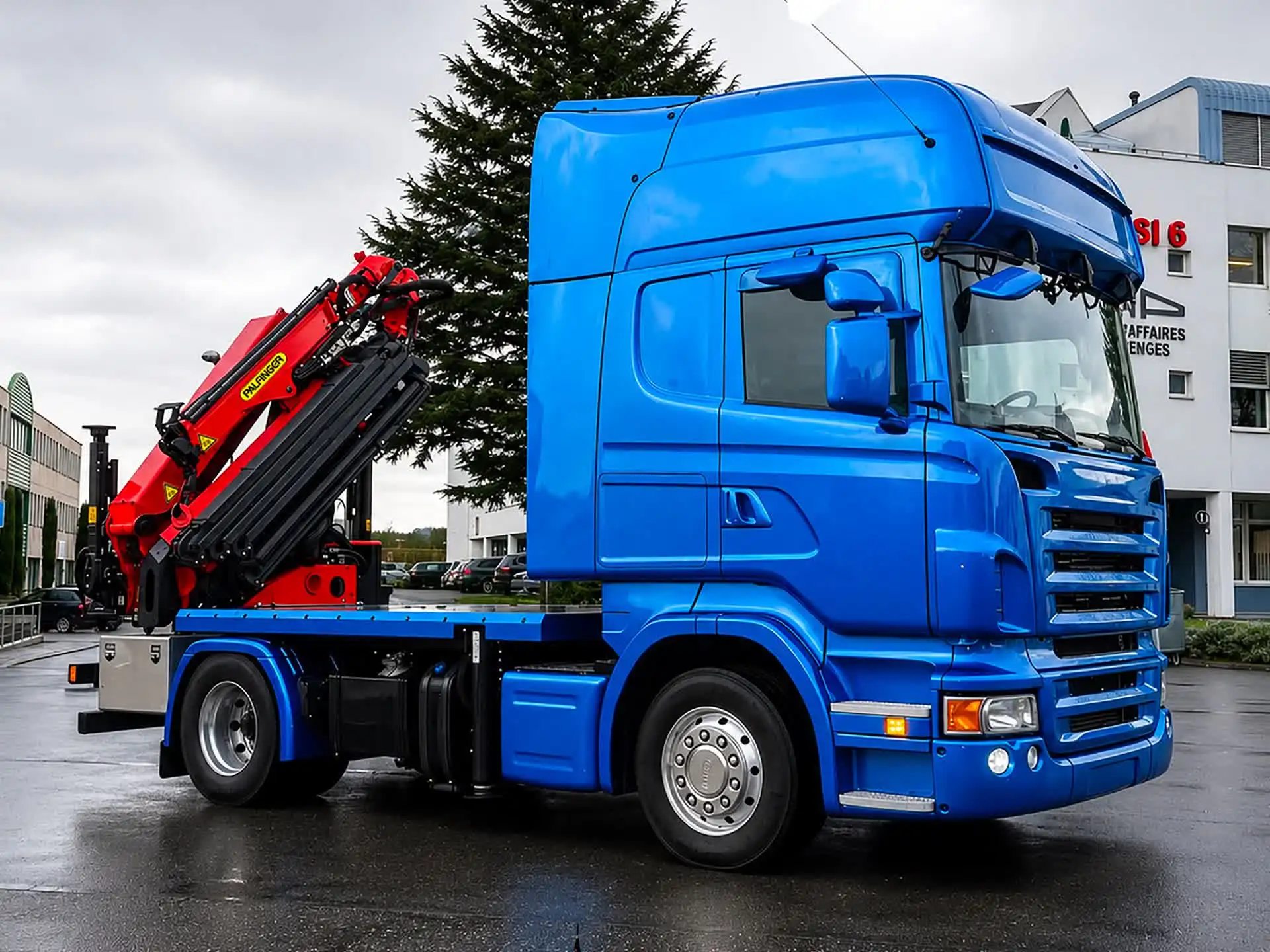 Poid Lourd Camion Grue Palfinger Bleu Carrosserie Sensi Sensi - Poid lourd camion grue palfinger bleu carrosserie sensi